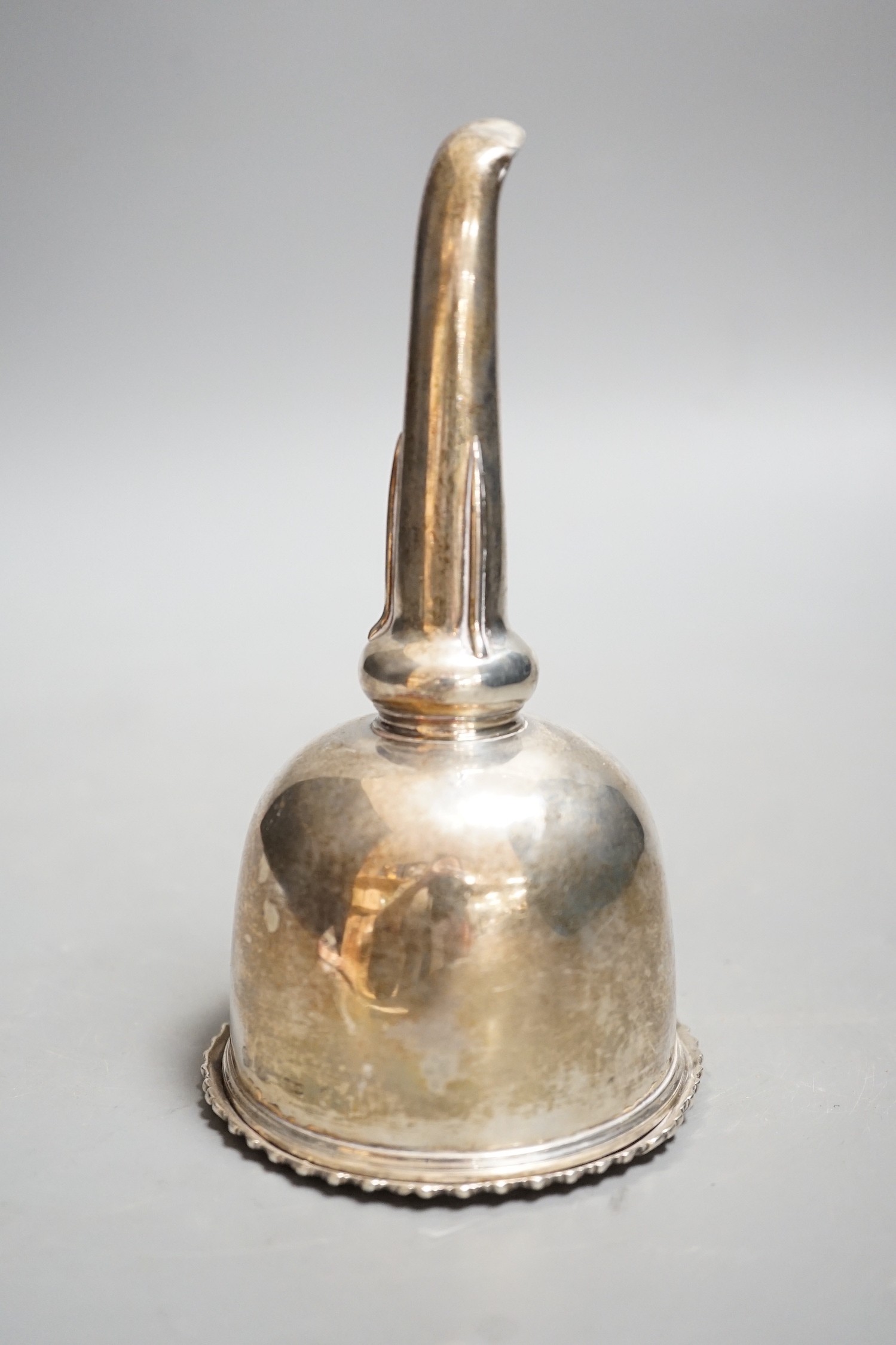 A George III Scottish silver wine funnel, George MacHattie, Edinburgh, 1818, with muslin ring, height 14.4cm.